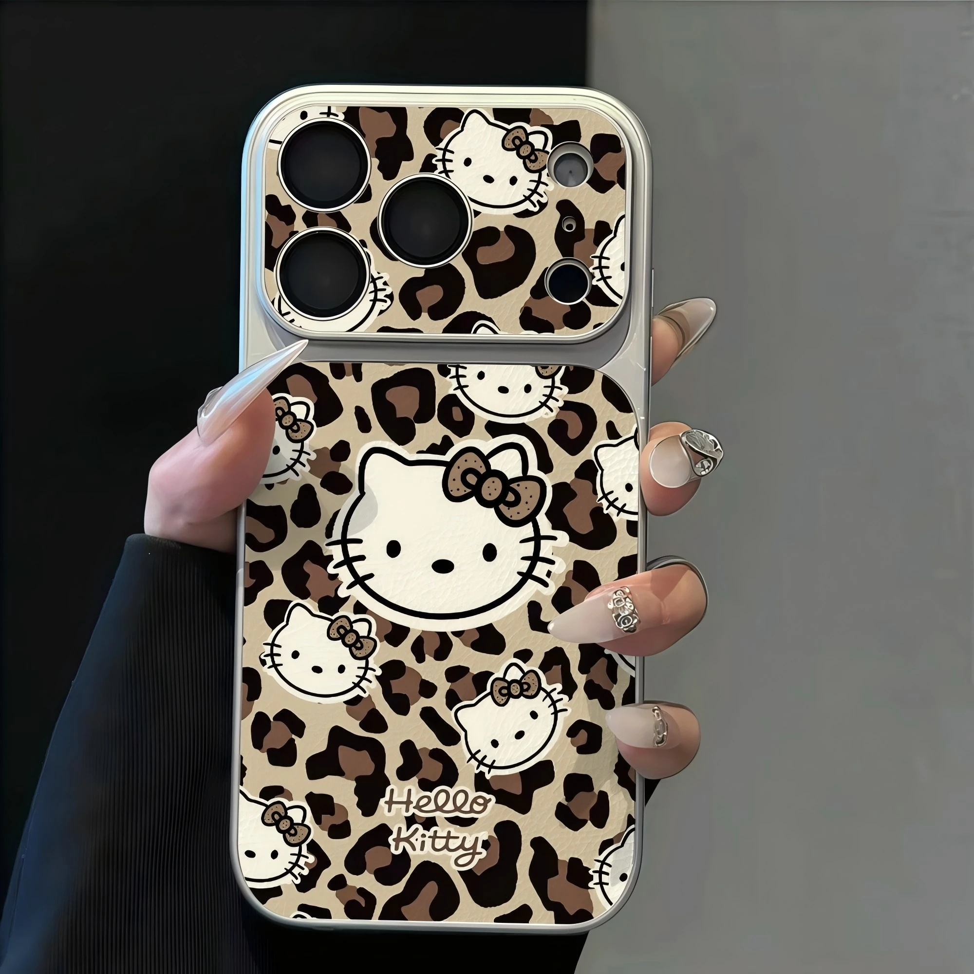 Coque de téléphone Hello Kitty à imprimé léopard pour iPhone 17 16 15 14 13 12 11 Pro Max, iPhone 16 15 14 8 Plus, 17 Air, 16E, 17E, X, XR, SE