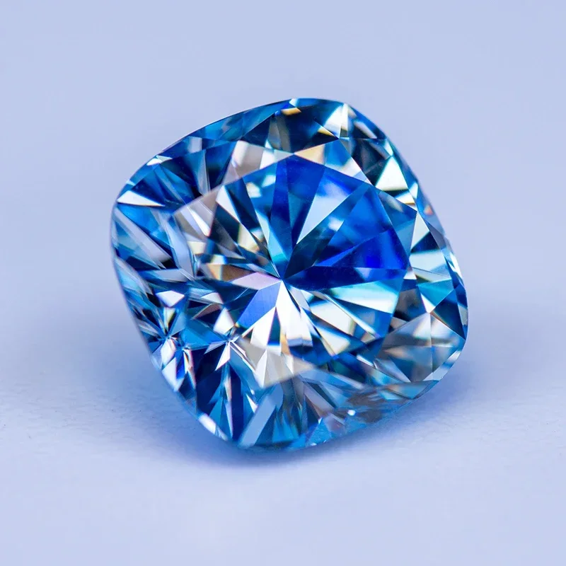 Moissanite Stone Ice Blue Color Cushion Cut Gemstone Lab Created Diamond for Women Jewelry Making Materials with GRA Certificate