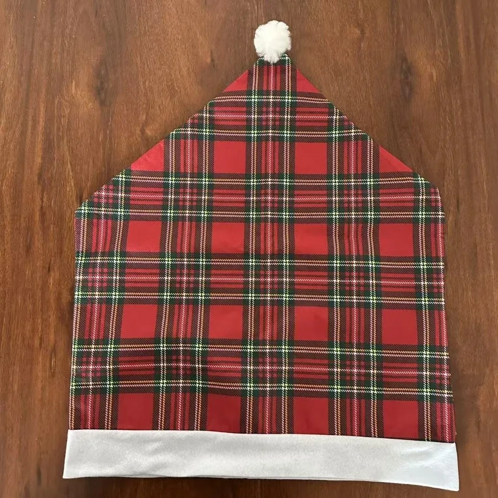 Chair Decor Santa Claus Christmas Chair Cover Stripe Grid Snowman Dining Chair Cover New Year Christmas Decorations Xmas Party