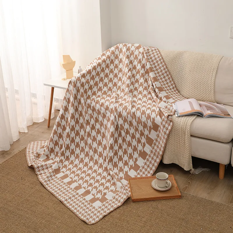 Plaid Luxury Letter Cashmere Blanket Houndstooth Blanket Knitted Blanket Sofa Weighted Blanket Winter Warm Throw Blanket