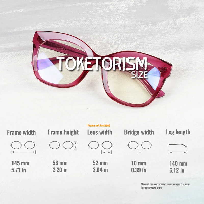 Toketorism Oversized Women's Glasses Blue Light Blocking Square Eyewear Optical Spectacle Eyeglasses Frames 1012