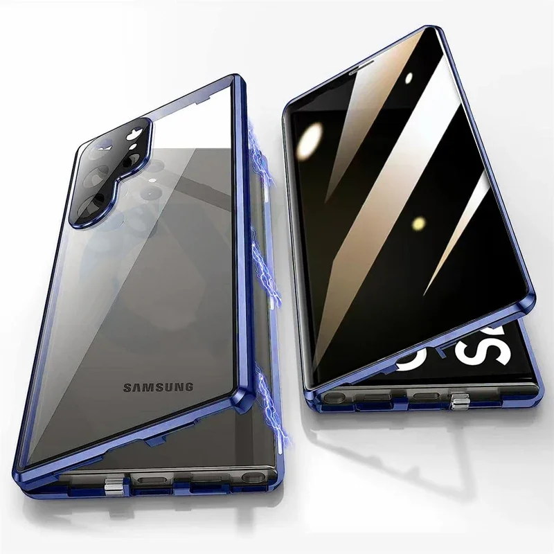 Privacy Protection Magnetic Case for Samsung Galaxy S25 S22 Plus S24 S23 Ultra Anti Spy Peeping Tempered Glass Cover Cases