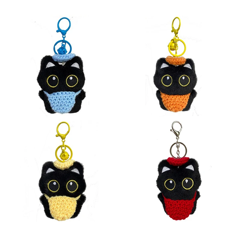 Niedliche schwarze Katze Plüschtiere Puppe Schlüsselanhänger Anhänger Rucksack Behänge Dekoration Geschenk