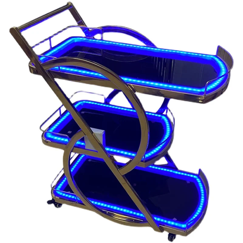 

Светящаяся тележка для лидии, ночная КТВ, трехслойная тележка для доставки вина, грузовик для еды, мобильная тележка для иностранного вина, светодиодная тележка