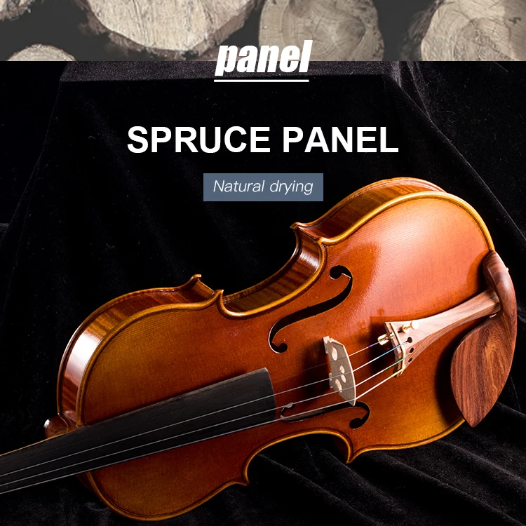 

Retro Old Style Flame Maple Violin Acoustic Practice Spruce Solid Wood Violin 4/4 Professional Level Antique Varnish Fiddle