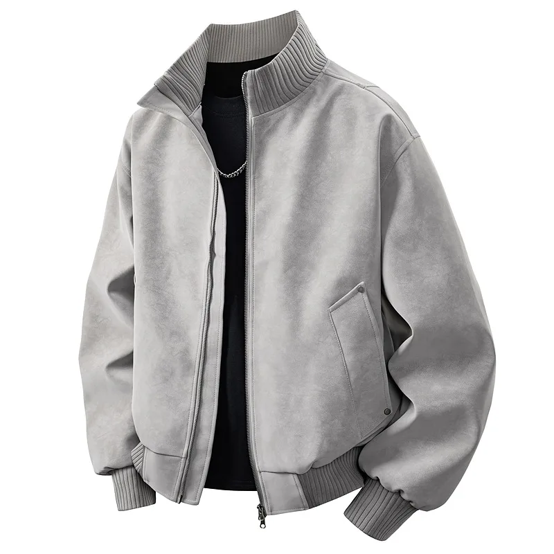 

Oversized Mens Casual Bomber Jacket Fashion Dirty Blazer Autumn Hip Hop Zipper Coat Retro Outerwear American Size Versatile