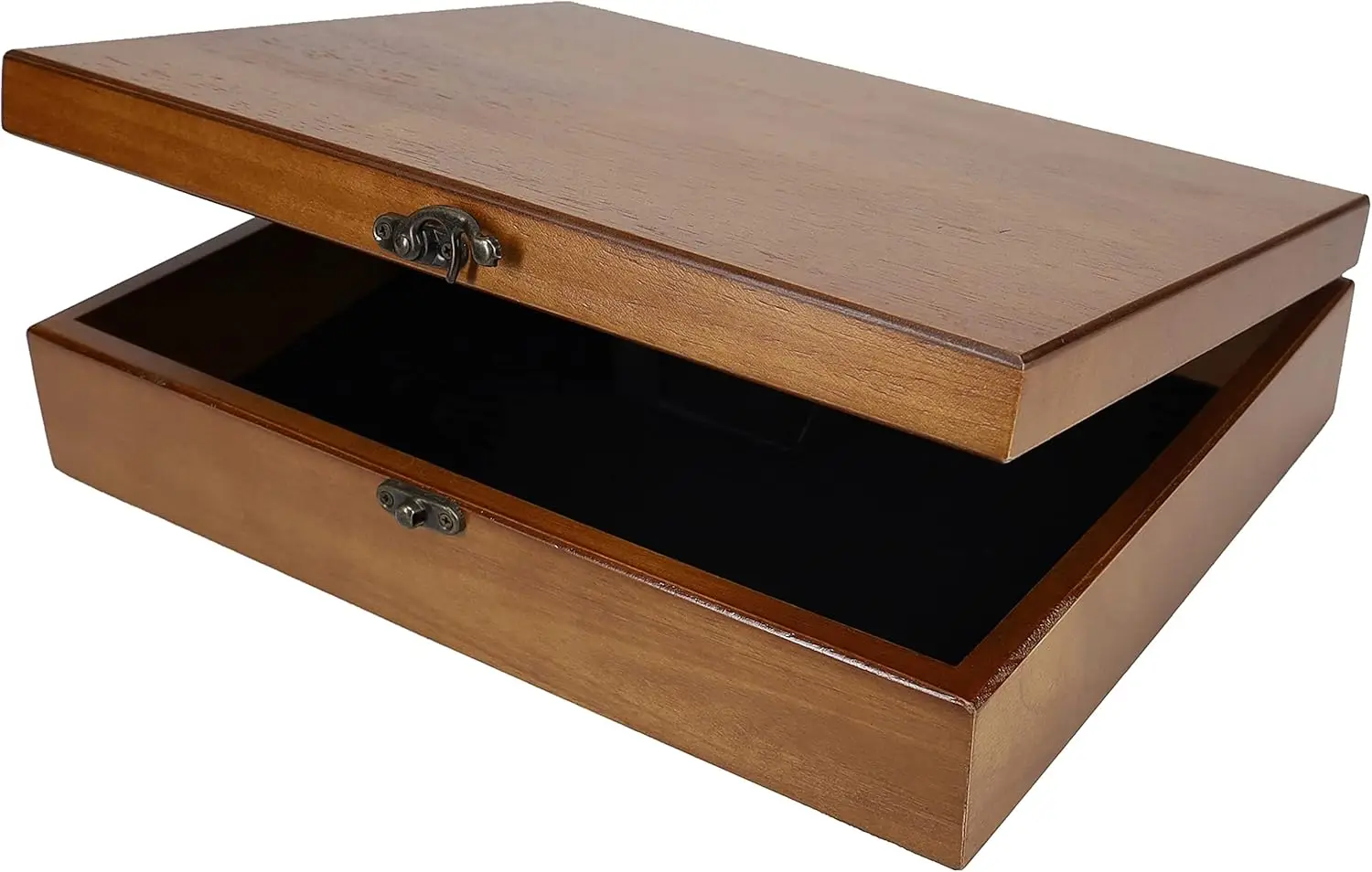 

Old World Wooden Box with Brass Latch – Vintage-Style Wooden Keepsake Box for Jewelry & Trinket Storage, Walnut Finish