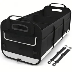 Large Car Trunk Organizer with 5 Compartments Trunk Organizers and Car Storage SUV Reinforced Handle, Securing Straps Trunk Orga