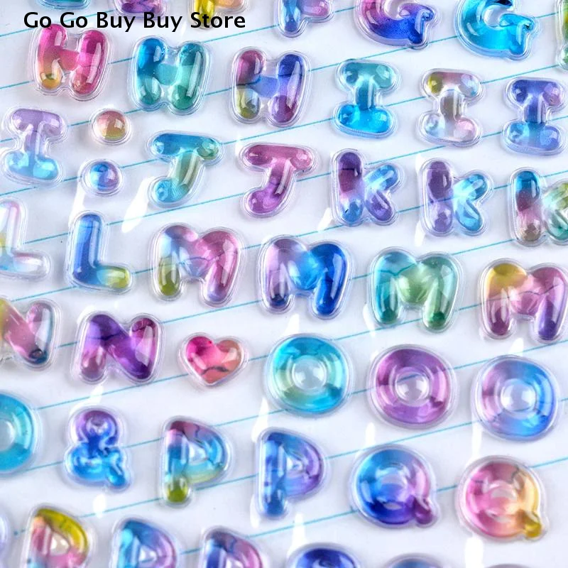 Colorful 3D Cartoon Alphabet Relief Sticker self-adhesive DIY Journal Planner Photo Decoration Student Reward Sticker Stationery