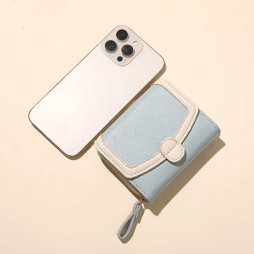 Nuovo portafoglio corto in pelle PU con cerniera porta carte piccolo porta carte da donna