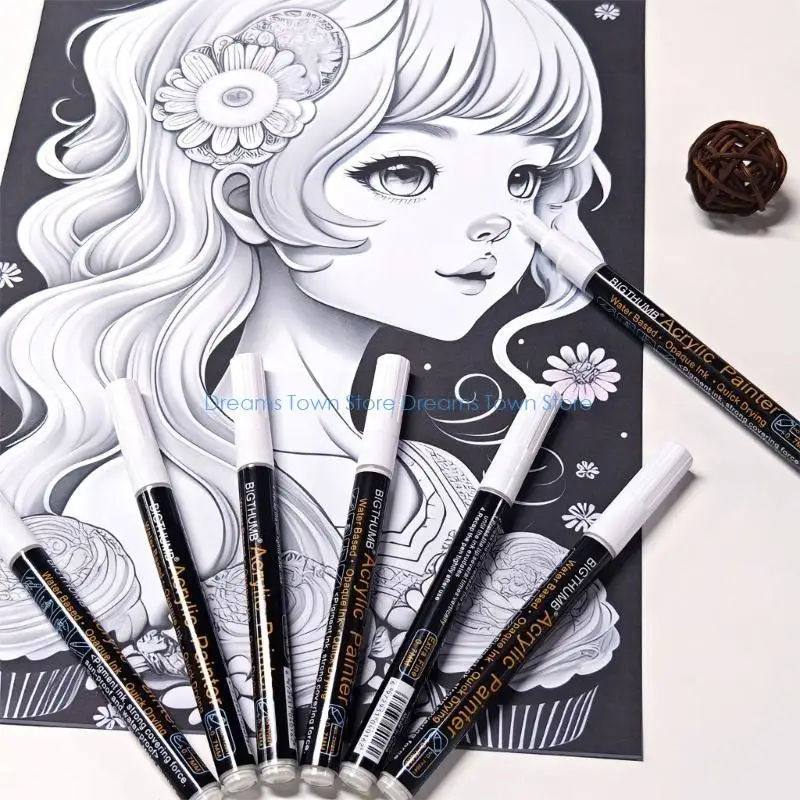 HX6A White Acrylic Pen Painting Pen Marker Lettering Writing Practical Tool Gadget