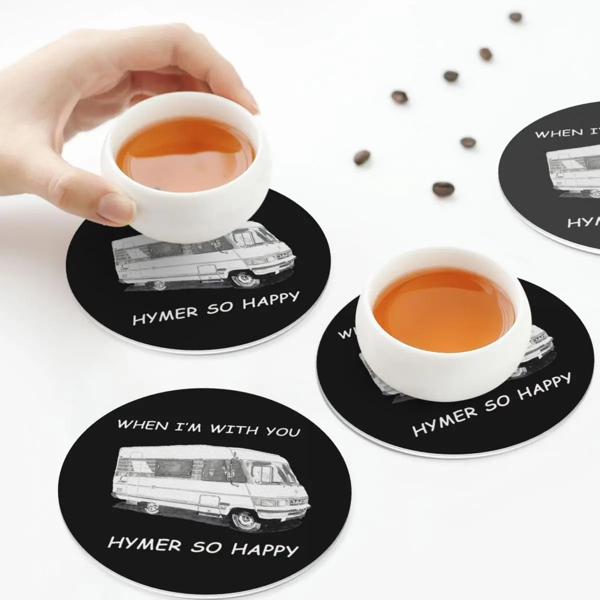 When I'm With You Hymer So Happy Coasters Kitchen Placemats Insulation Cup Coffee Mats For Decor Home Tableware Pads Set of 4
