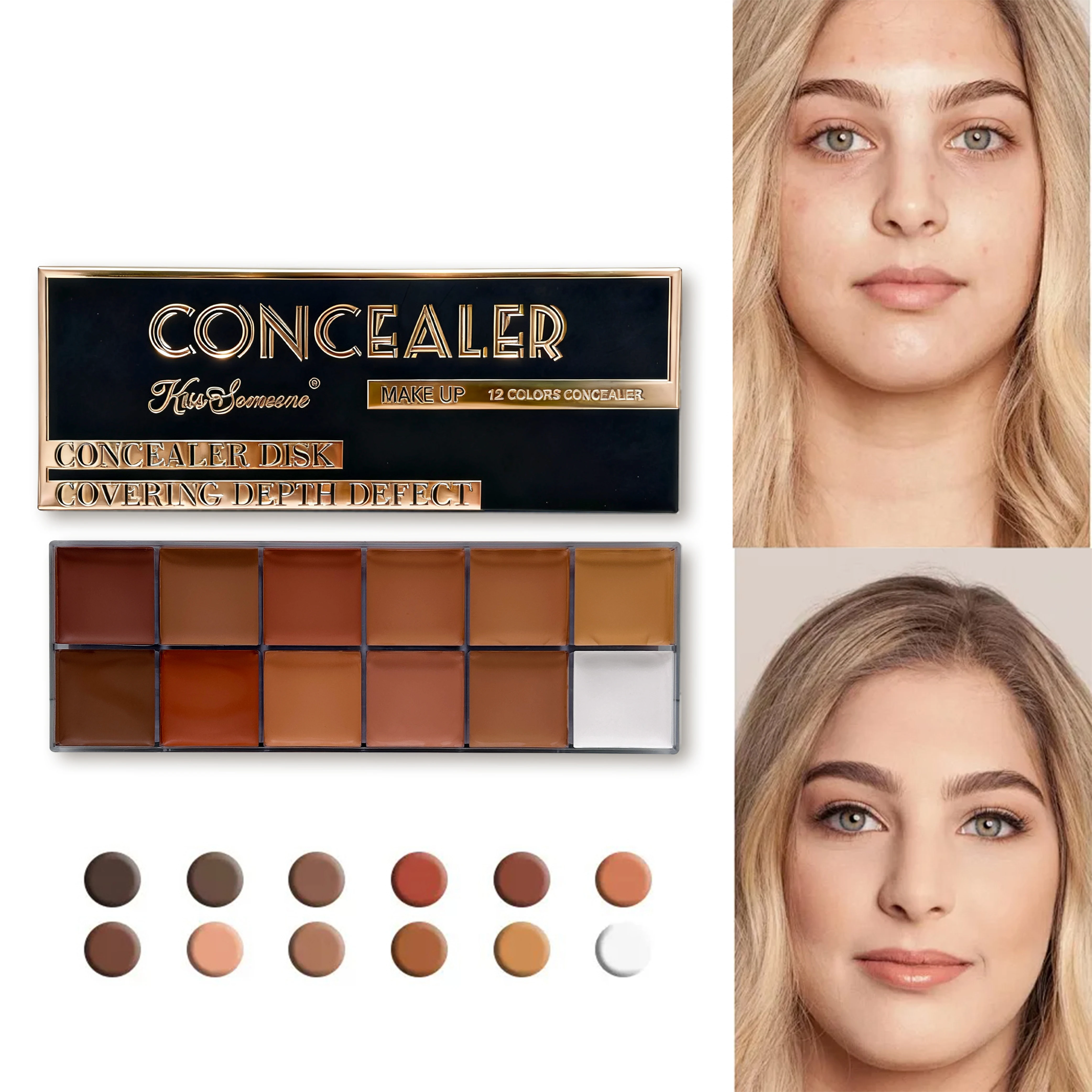 12色コンシーラー ダークスキン 防水 フルカバー ファンデーション メイクアップ ビューティーメイクアップ フェイスメイクアップ 日焼け止めパウダー ブラッシャー アイ
