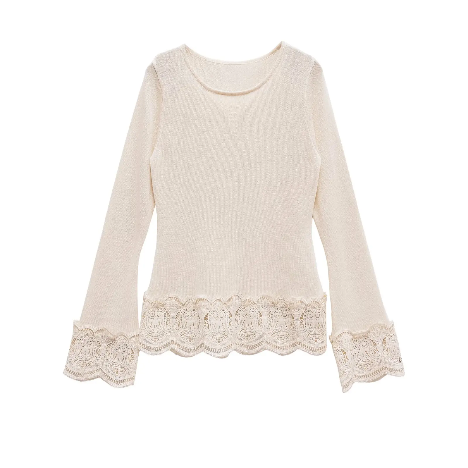 

Pure Desire Lazy Sle, белый свободный кружевной длинный вязаный свитер свека, женский милый свободный крой из полиэфирного волокна