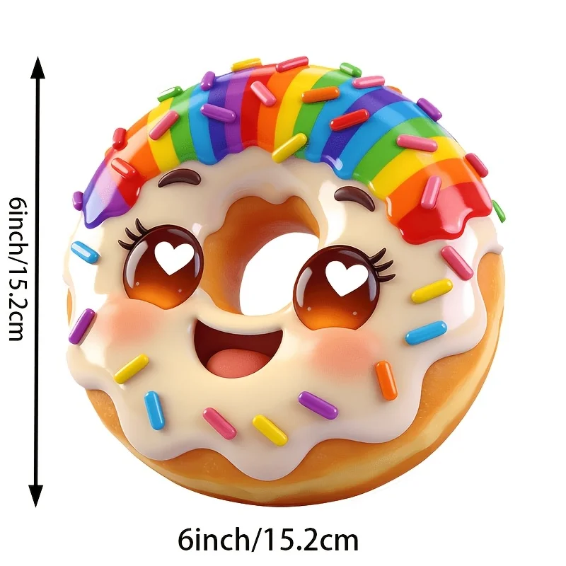 6-Inch Cute Donut Pattern Premium Waterproof Vinyl Stickers, Suitable for Cars, Laptops Bottles Trucks Mobile Phones Motorcycles