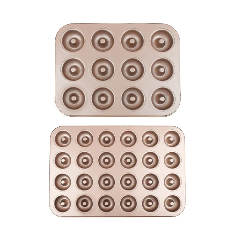 

12/24 Cavity Doughnuts Baking Pans Nonstick Cake Baking Pans Carbon Steel Mini Cake Mold Doughnuts Bakeware Tray Durable 203C