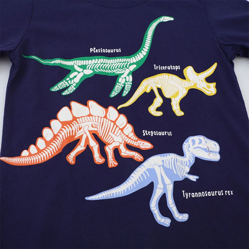 Little maven Baby Boys Long Sleeves T-shirt Cotton Cartoon Luminous Dinosaurs Tops Comfort for Kids Clothes Children\'s Clothing