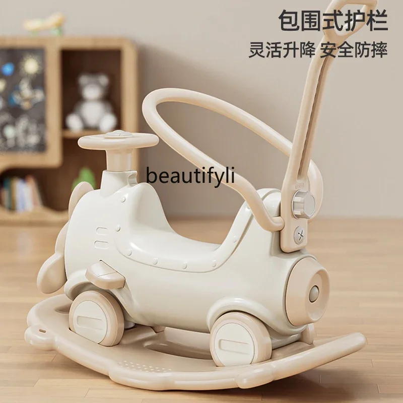 

Small plane rocking horse yo-yo car two-in-one children's Trojan horse bouncing car baby year-old gift toy