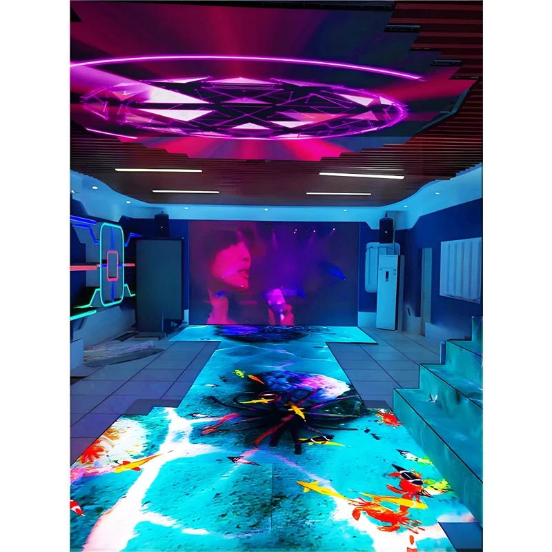 

5D DJ Dance Hall Immersive Interactive LED Floor Tile Screen Human Body Sensing Ground Display Screen