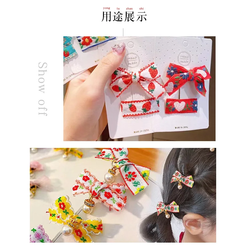 1m/1cm Ethnic Two-color Small Flower Embroidery Ribbon Diy race Headdress Bow Accessories Clothing Lace Trim dentelle Sewing