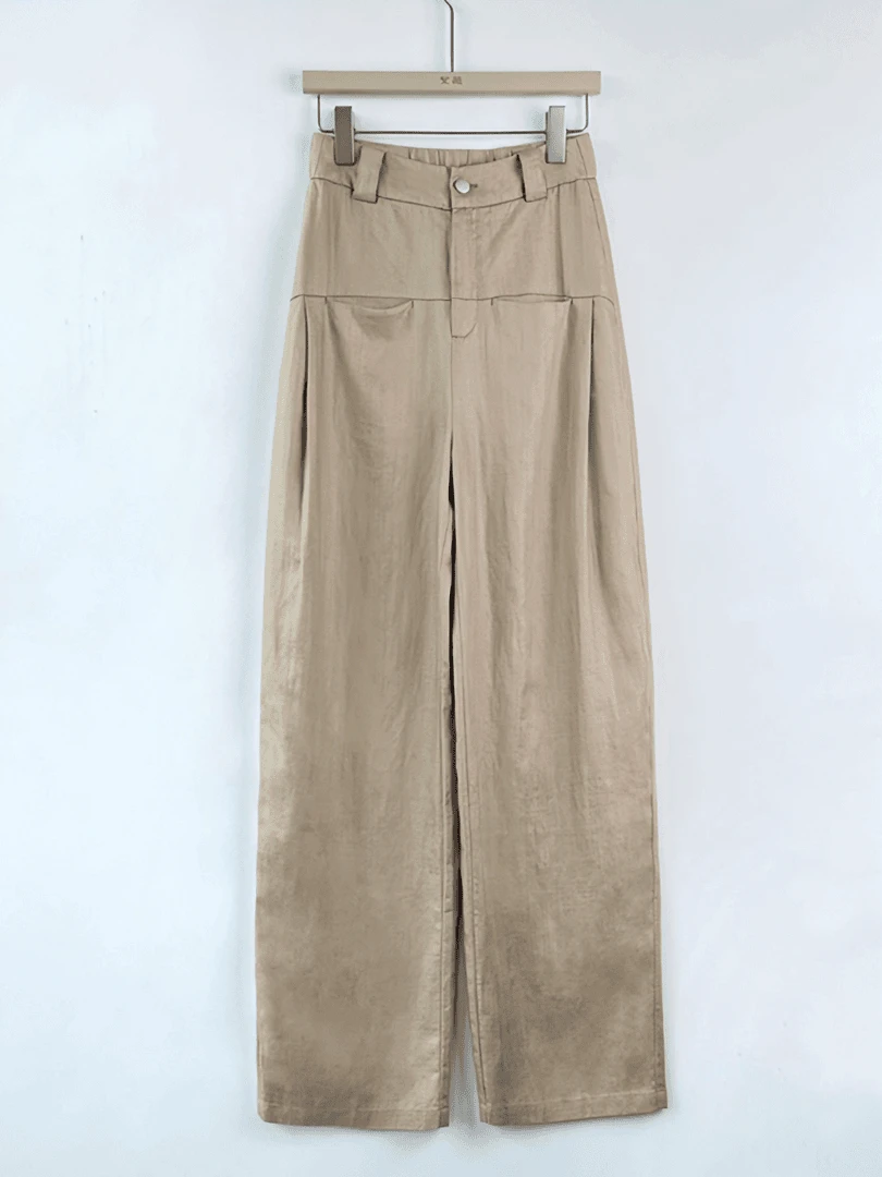 

High Waist Wide Leg Pants Women's Summer New Sle Large Size Casual Linen Thin Fabric ket Detail Commute Sle