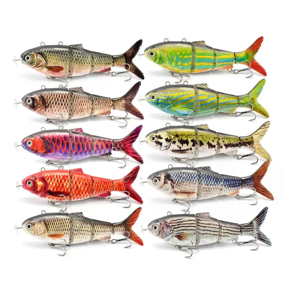 

Bionic Fish Electric Lure Wobblers 3D 5.1" Fishing Baits Kit Multi Jointed USB Rechargeable Swimbait Hard Fishing Lure Crankbait