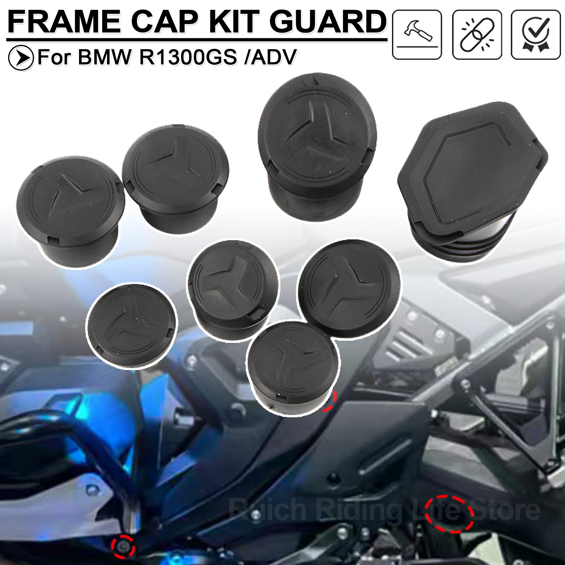 

Motorcycle Frame Hole Cover Caps Plug Cap Decoration Kit Guard For BMW R1300GS R1300GSA R 1300 R1300 GS GSA ADV 1300GS Adventure