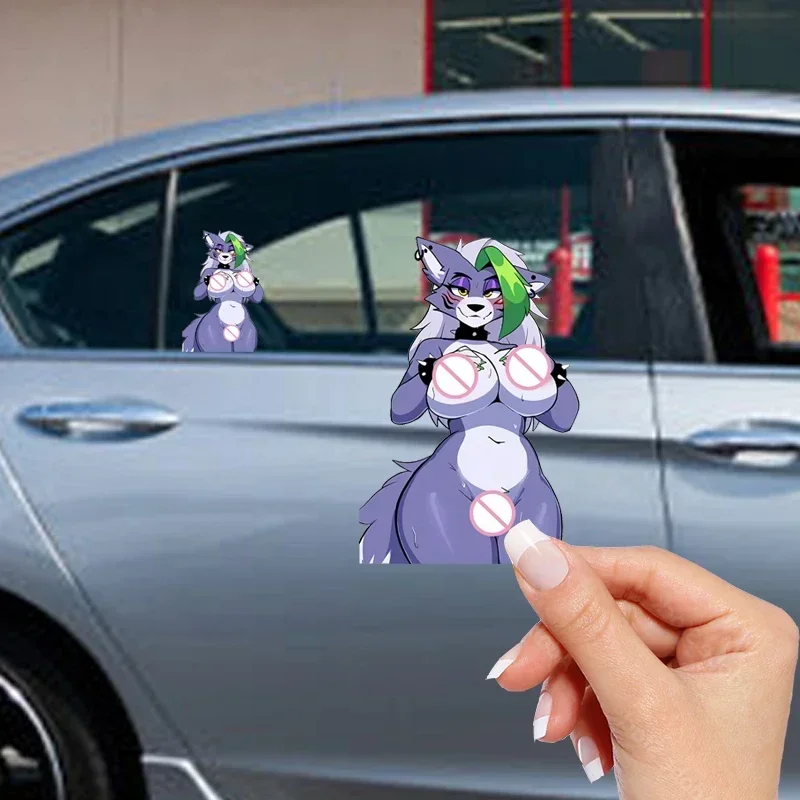 EARLFAMILY-Autocollants de voiture Helluva BodiFurry, Loona Waifu, Seins Ahegao, NSFW Original, Décalcomanie personnalité, 13cm x 8.8cm