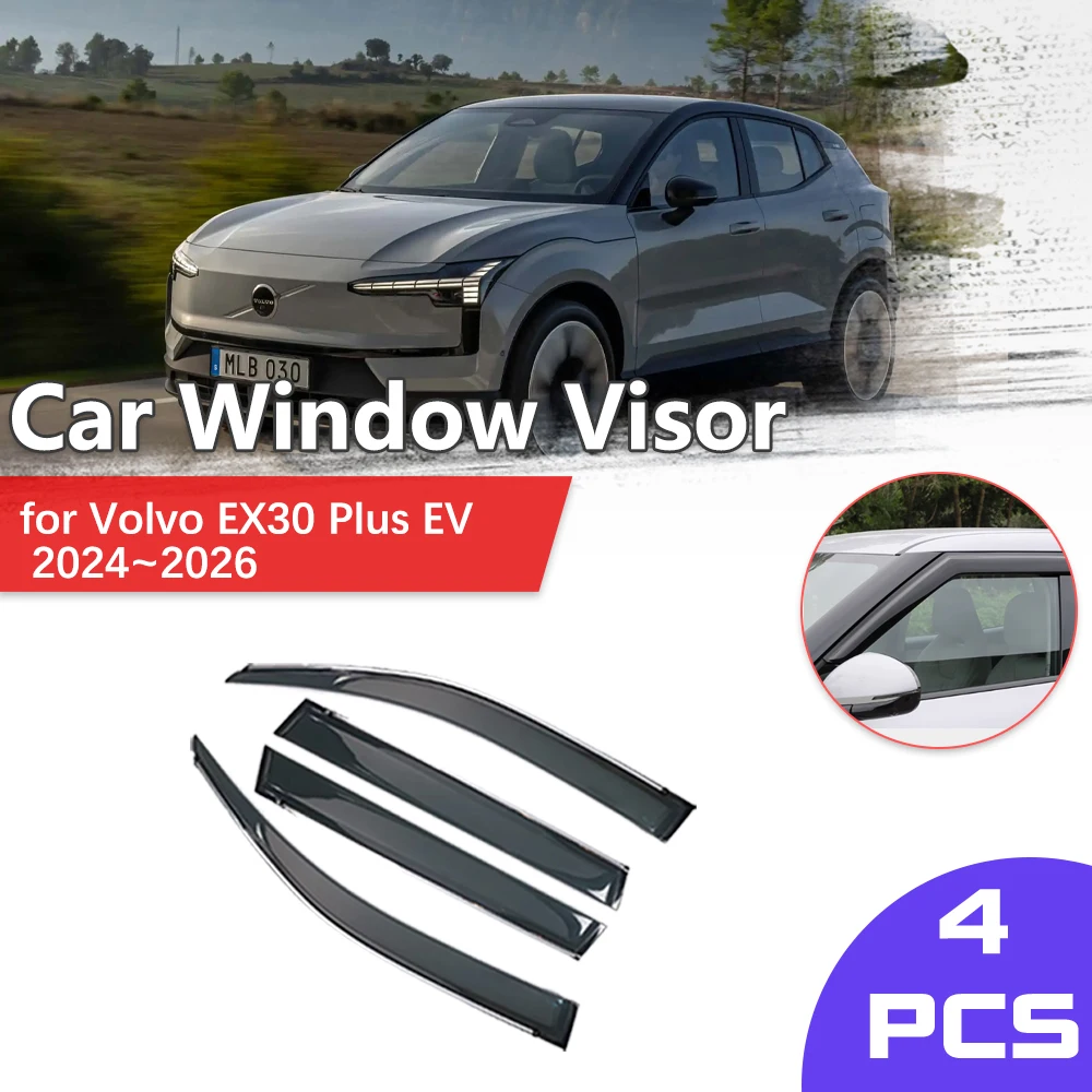 

Car Window Visor for Volvo EX30 Plus EV 2024~2026 Door Rain Eyebrow Shelter Vent Awning Smoke Deflector Guard Cover Accessories