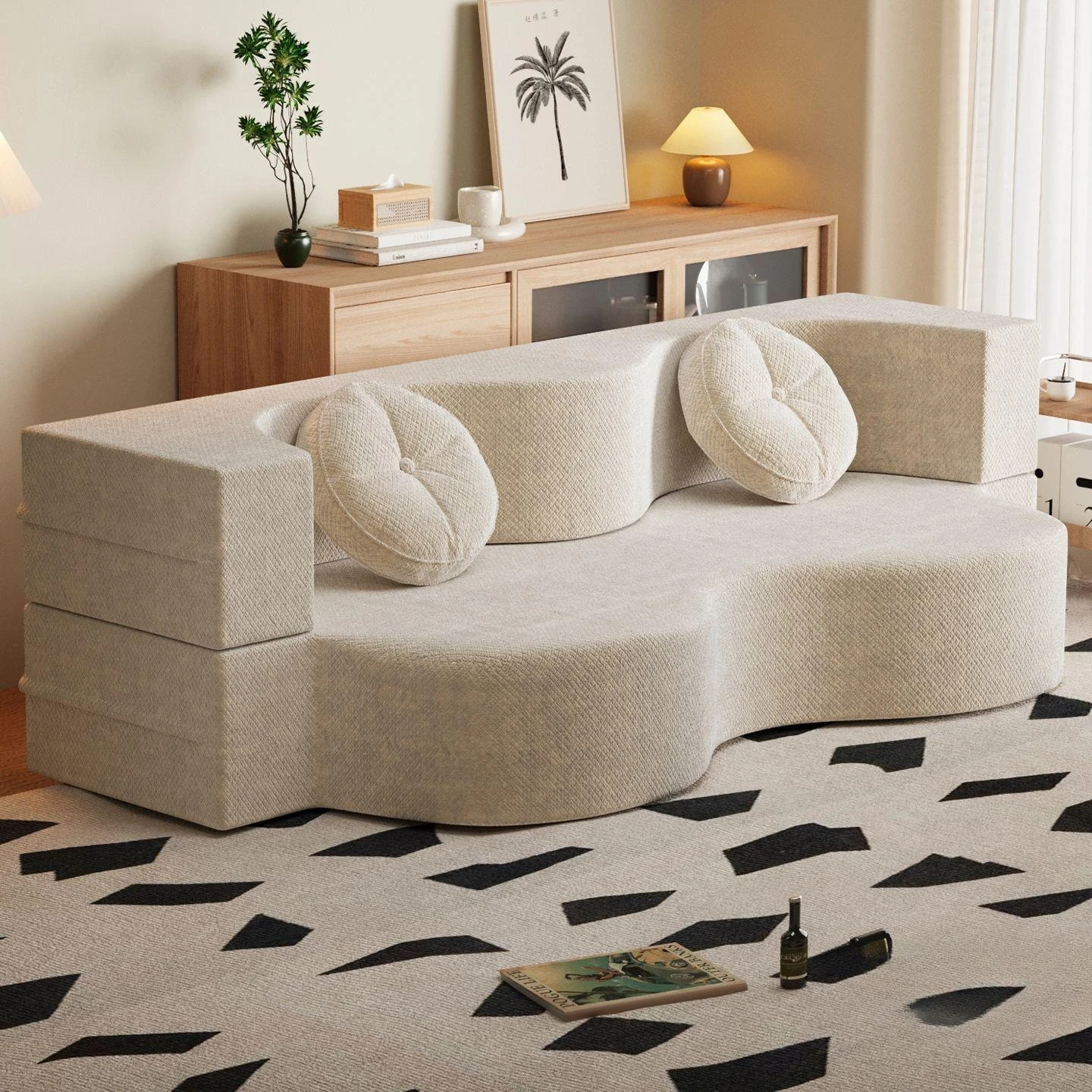 Folding sofa module small apartment sofa bed household living room lazy sofa rental house