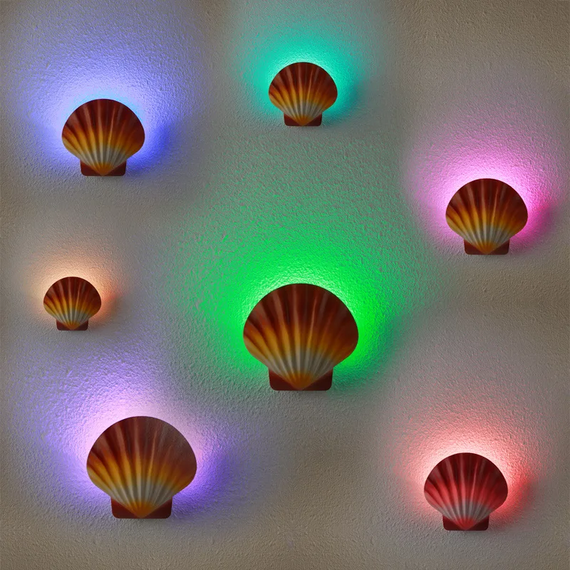 5 Colour Full Colour Wall Outdoor Shell Shaped Wall Light Led Aisle Wall Light Round Rgbcw