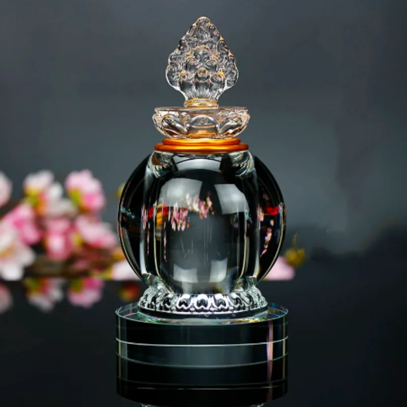 Exquisite Glass Carved Transparent Crystal Pagoda - Buddhist Consecration Offering Ornament, Desktop Decor Buddhist Stupa