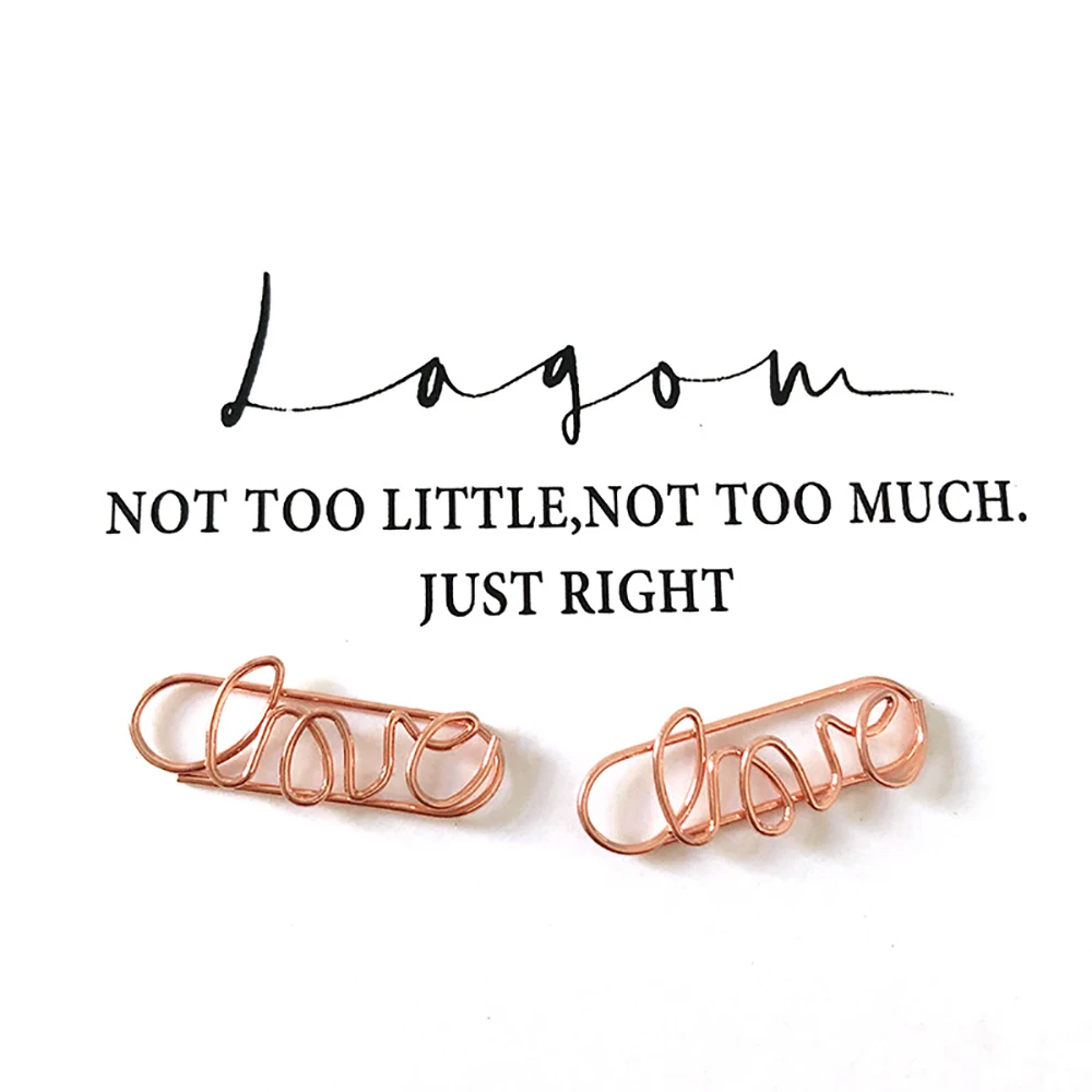 10Pcs Rose Gold Love Paper Clips Office School Personal Notes Document Organization and Classification Stationery