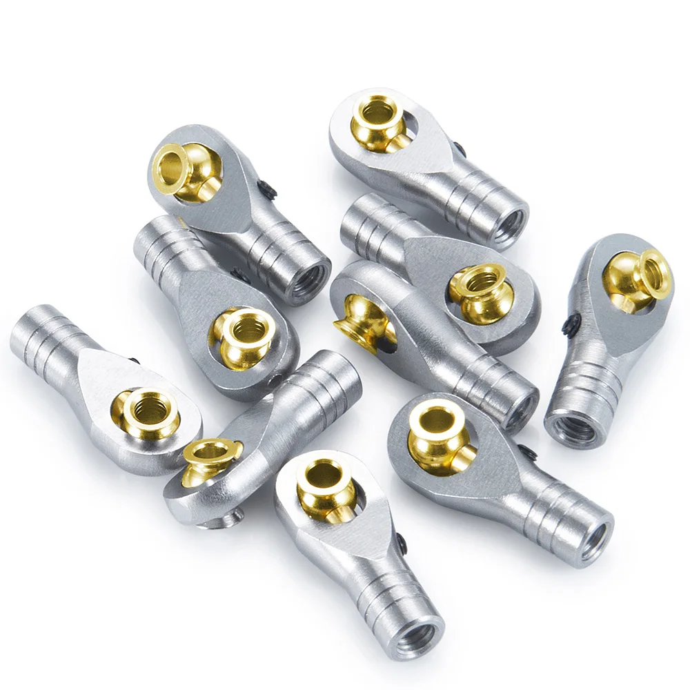 YEAHRUN 10Pcs Stainless Steel M4 Link Rod Joint Ball End Head CW Thread for Axial SCX10 II 90046 1/10 RC Crawler Car Model Parts