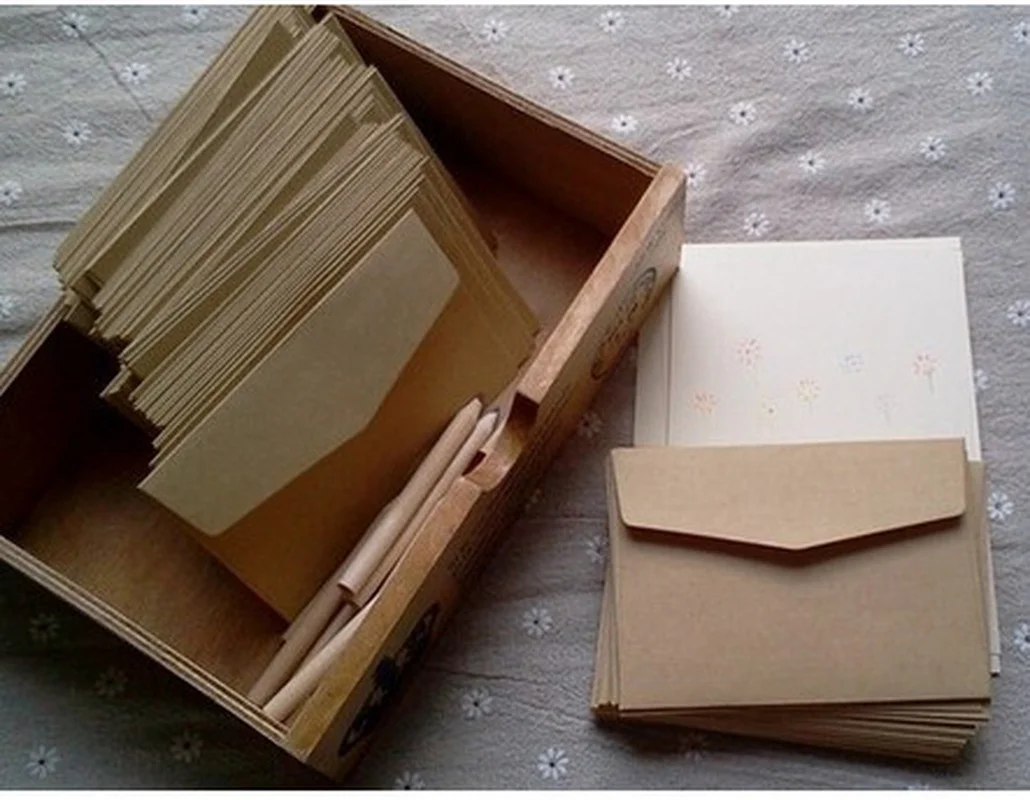 New 50pcs/pack Retro Hemp Texture Western Envelopes for Wedding Party Invitation Envelopes Customized