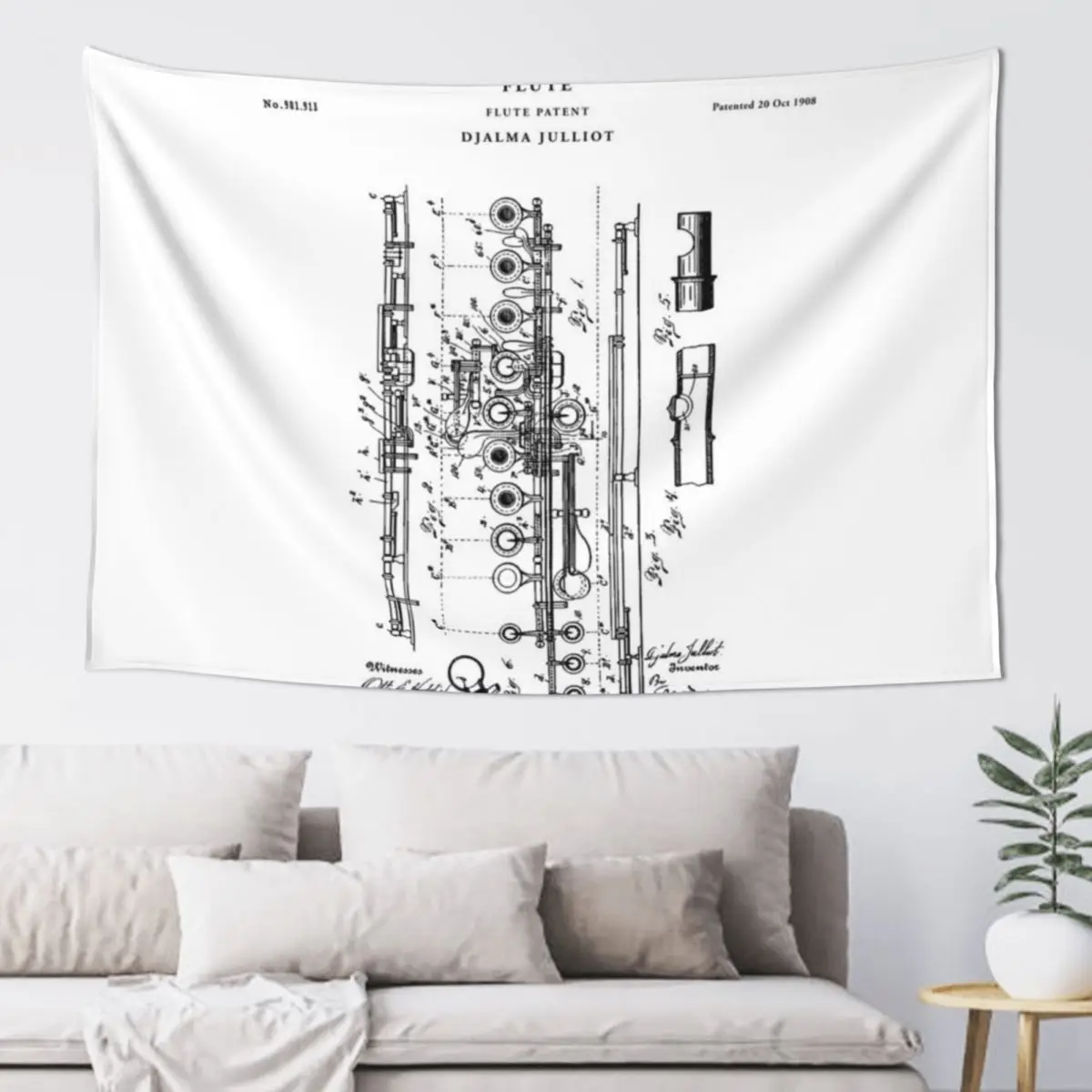 

Flute Patent Drawing Blueprint Tapestry Room Design For Bedroom Things To The Room Tapestry