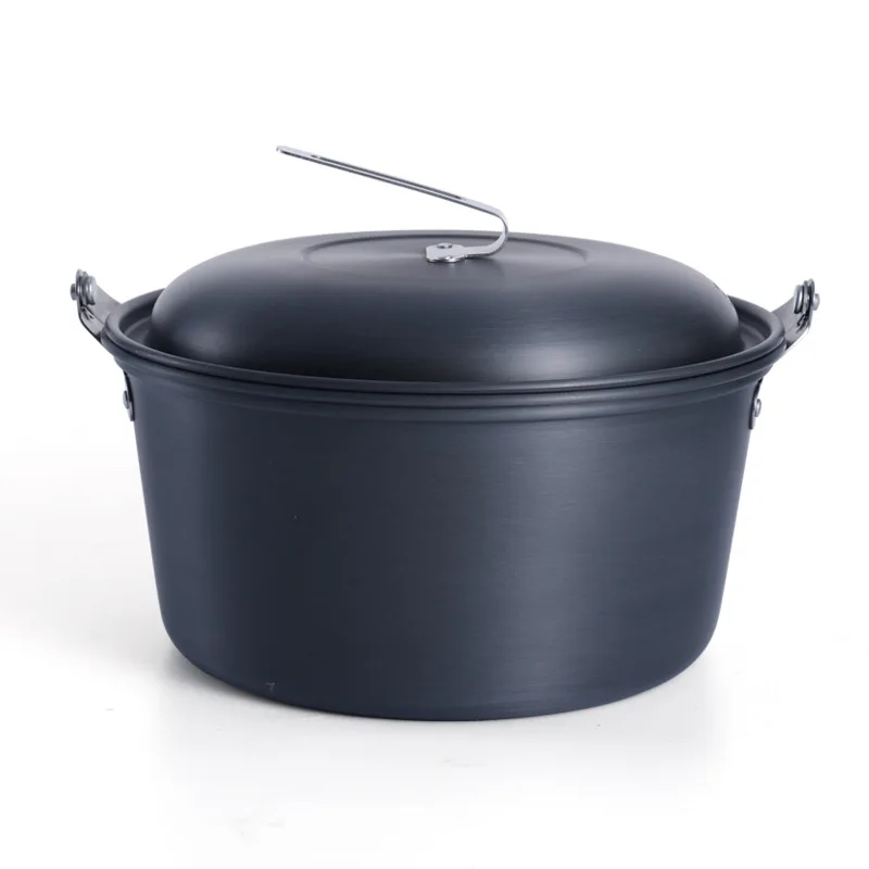6-8 people camping hanging pot outdoor camping hanging steamer hard aluminum oxide pot set portable pot image 2