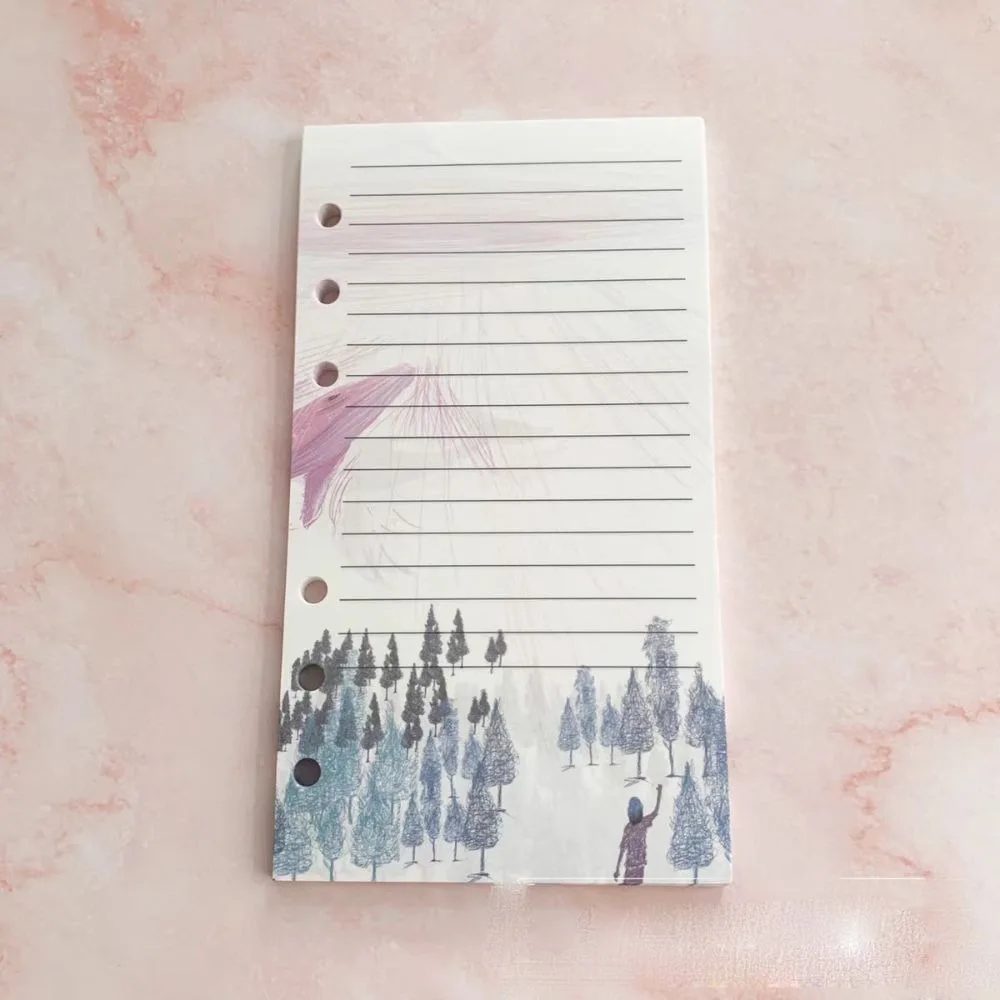 40Sheet A6 Loose-Leaf Notebook Refill Paper Tree Deer Inner Refill Spiral Binder Paper Paper Stationery Cartoon