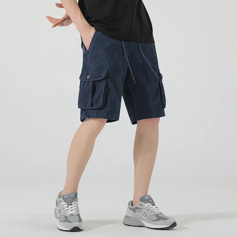 Men's Loose cotton Cargo Shorts Summer Multi-Pockets Streetwear Shorts Male Korean Fashion Overalls Work Shorts Man Workwear