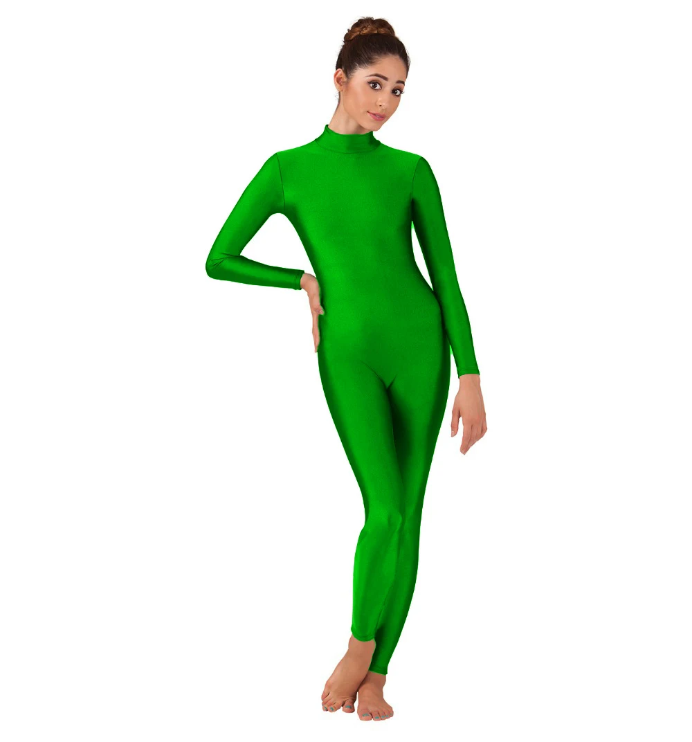 Vrouwen Spandex Ballet Unitard Mock Hals Lange Mouw Danspak Een stuk Kostuums Full Body Turnpakje Bodycon Jumpsuits Voetloze