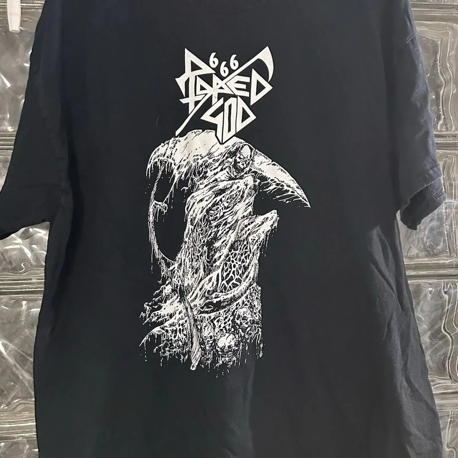 Raped God T Shirt Size XL 666 Thrash Death Metal Warfare Warbringer Profanator FKU vintage Washed streetwear Versatile