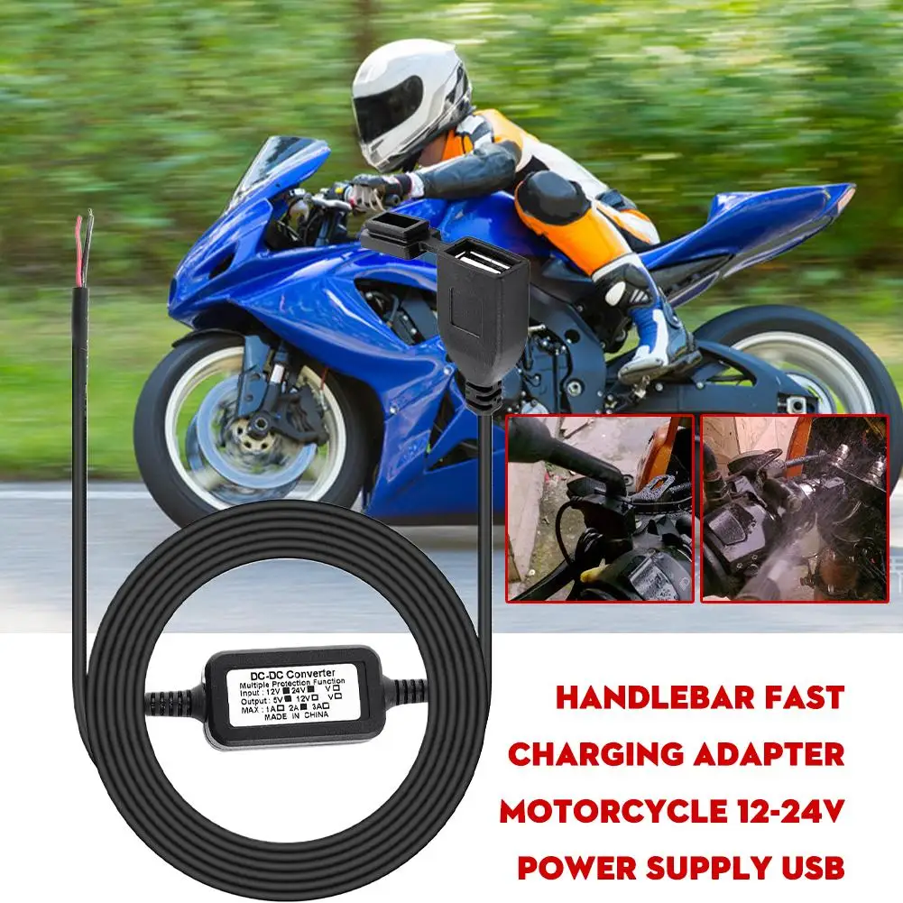 

Motorcycle Handlebar Fast Charging Adapter Motorcycle Power Socket USB Dust With A Cover Supply 12-24V F4C7