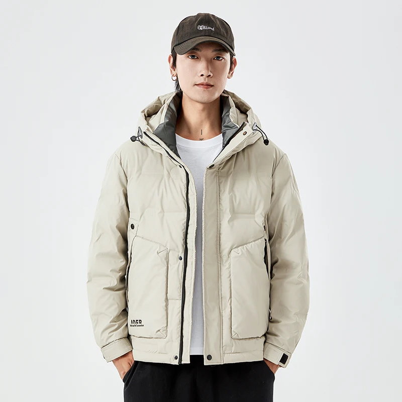 New Casual Fashionable Hooded Down Jacket Simple Trend Classic Multi-layer Fabric Warm Comfortable Skin-friendly Wear Down Coats