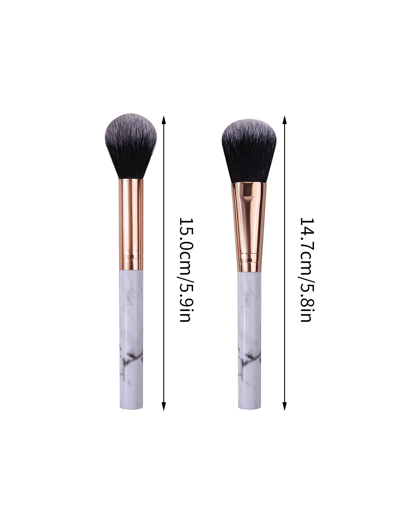Pinceau à poudre à texture de marbre doux, pinceau à blush, pinceau de contour, outil de pinceau de maquillage pour le visage multifonctionnel 2 pièces