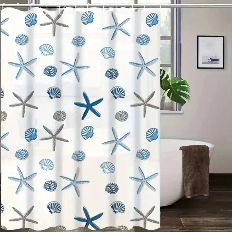 1pc with Pattern Shower Curtain PEVA Waterproof Shower Curtain Bathroom Partition Curtain Bathroom Decoration Accessories