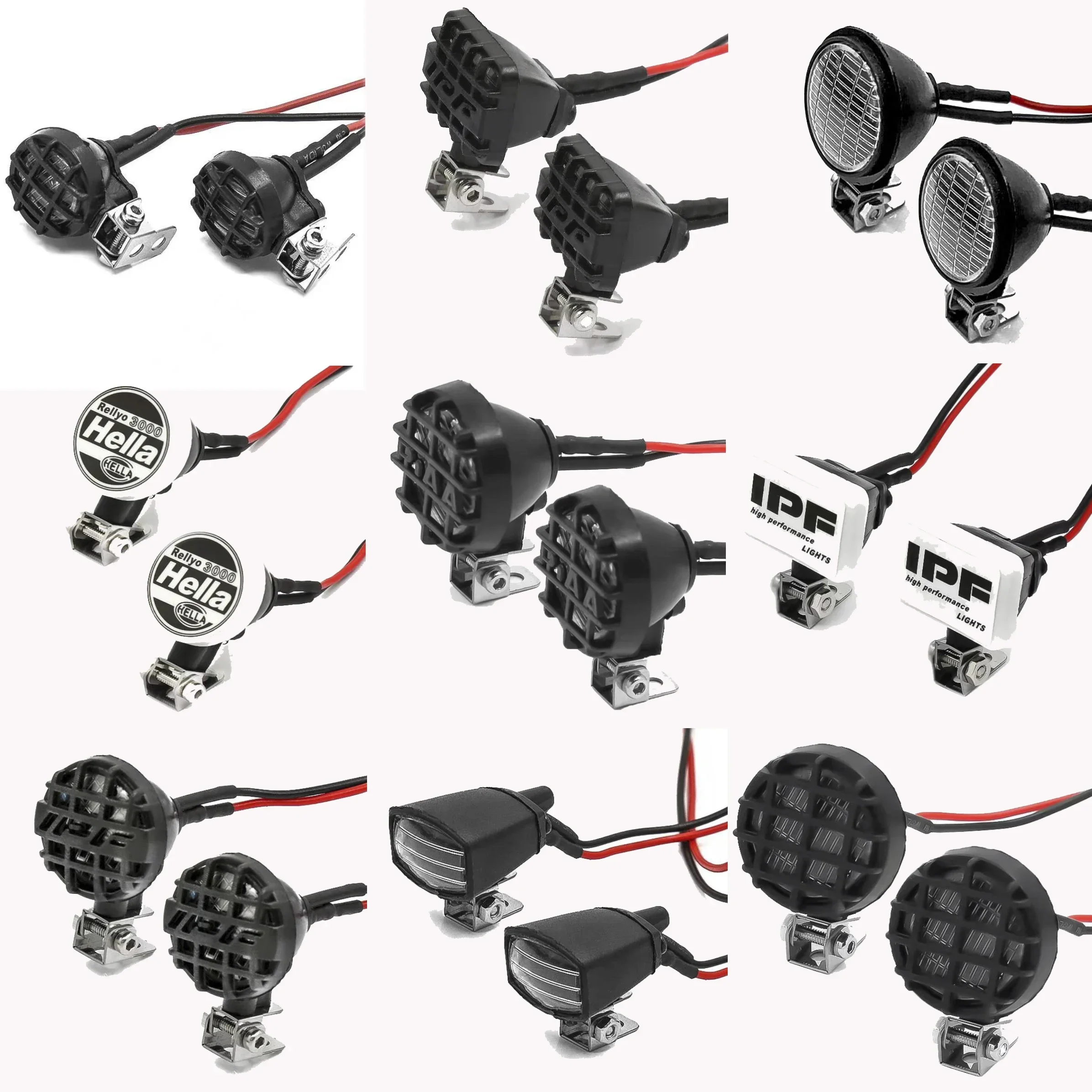 Reflector de faros LED de techo redondo mejorado con soporte para 1/10 Crawler Traxxas TRX4 TRX6 Axial SCX10 III YK4082 Tamiya CC01