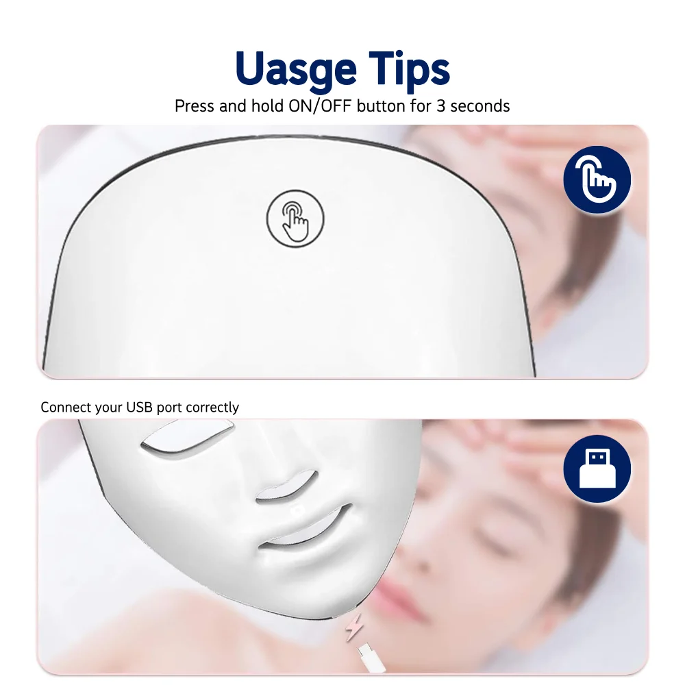 7 Colors LED Therapy Beauty Facial Mask-Wireless for Face and Neck USB Rechargeable Gift for Female Friend Wife Mom with Box
