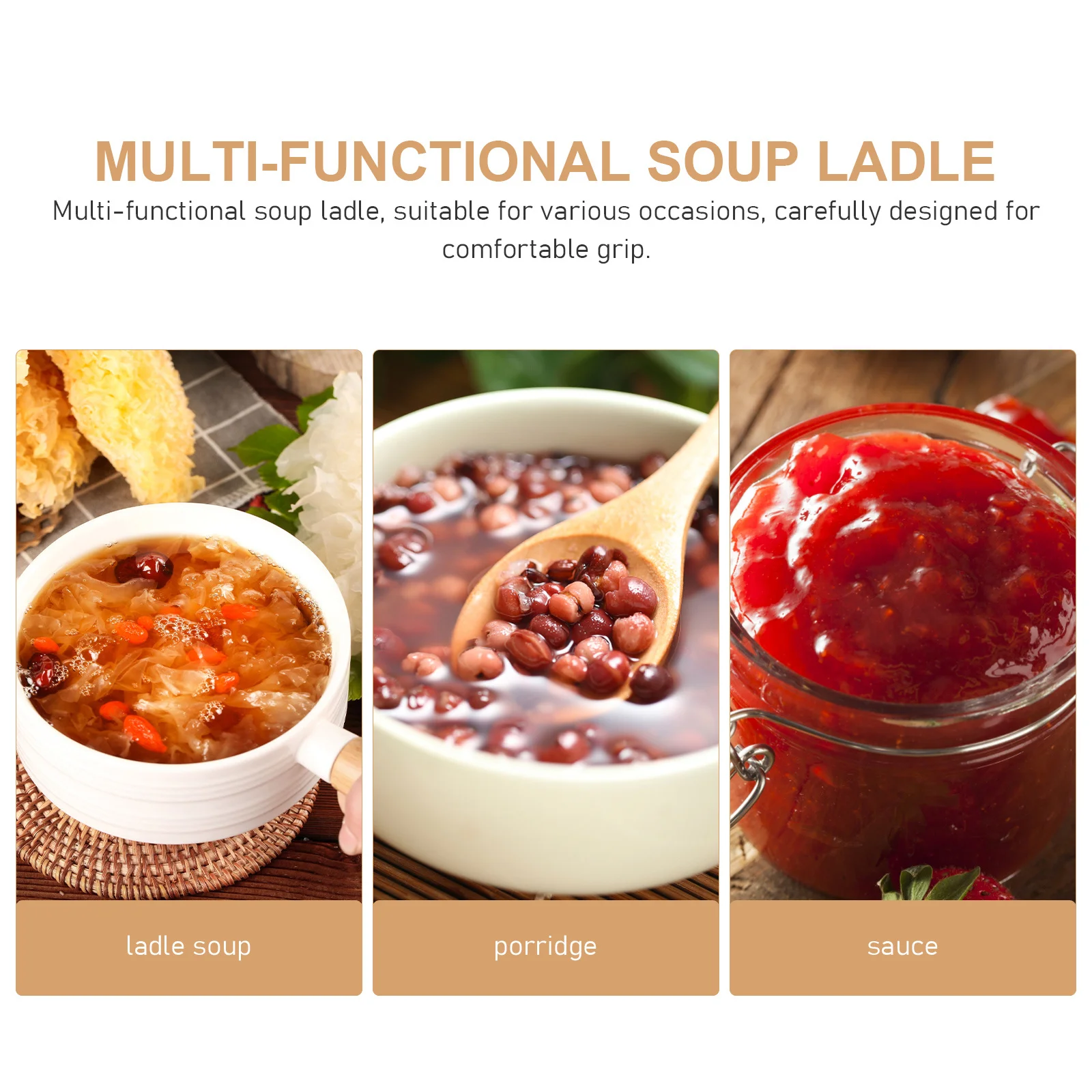 

Stainless Steel Golden Large Ladle Heat Resistant Cooking Spoon for Soup Gravy Serving Hot Pot Kitchen Ladle Spoons for Cooking