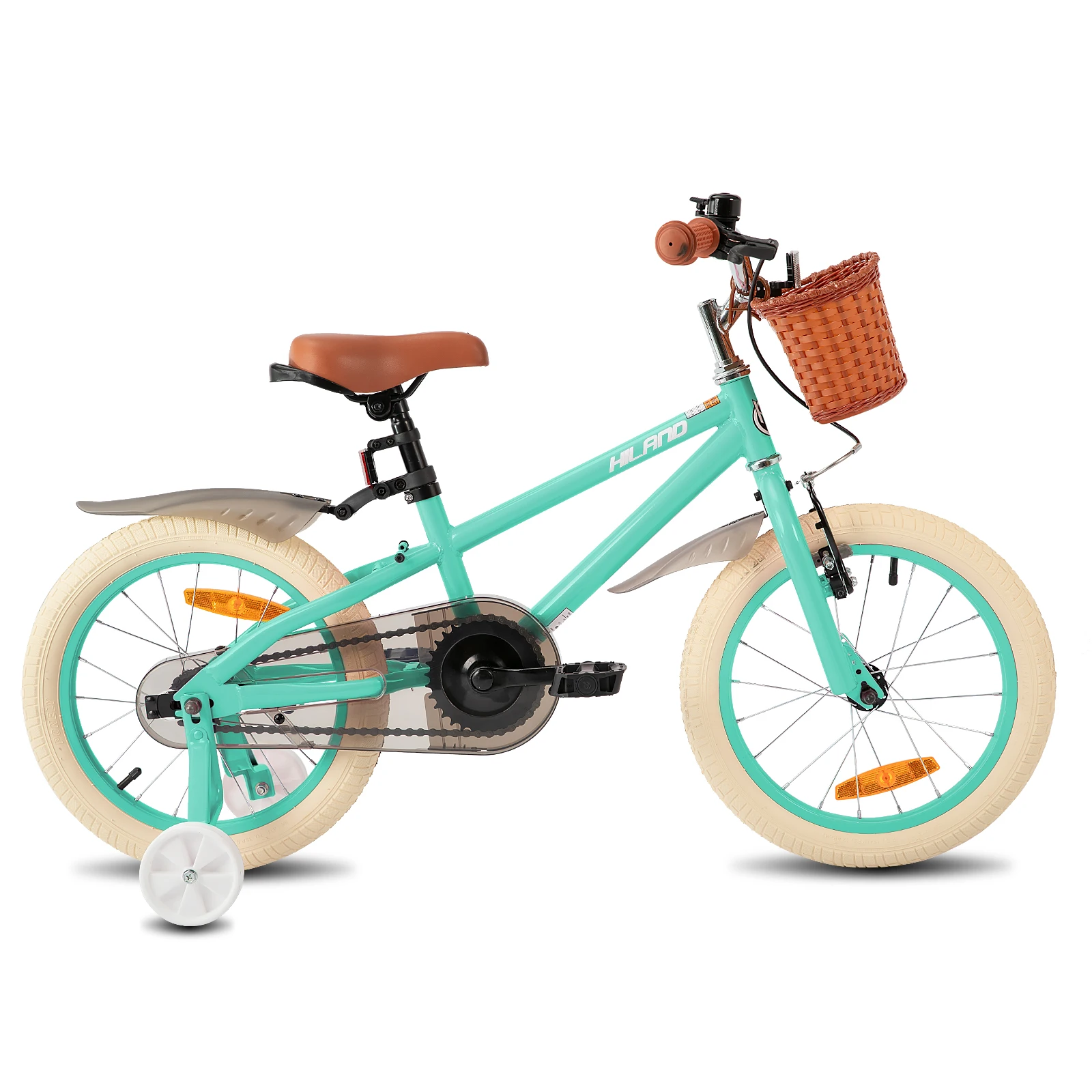 HILAND meisjesfiets voor peuters en kinderen van 3 tot 7 jaar oud, 14-16 inch kinderfiets met zijwielmand