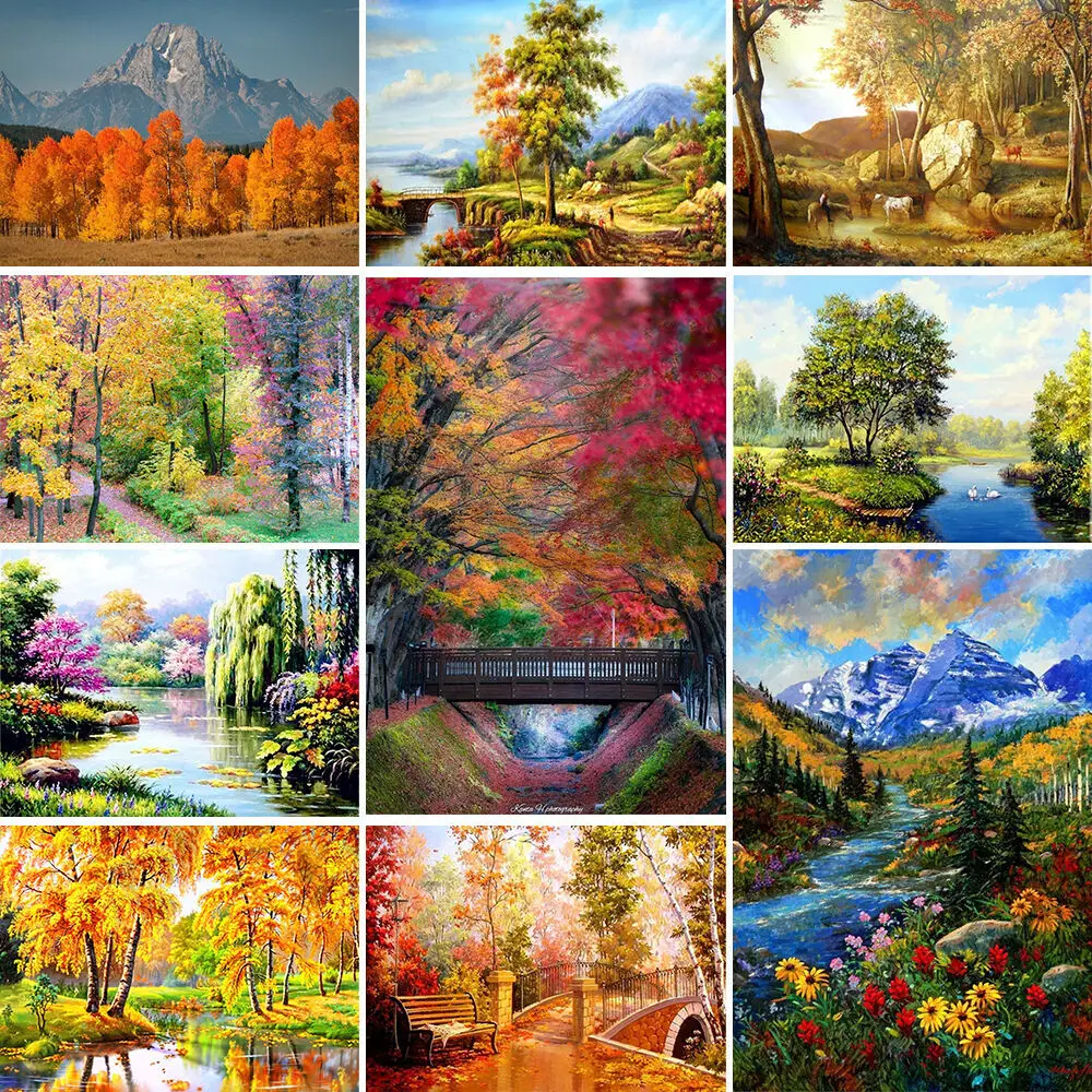 Landscape Beautiful Nature Cross Stitch DIY Embroidery Full Kit Knitting Handmade Handicraft Needlework Jewelry Stamped Mulina